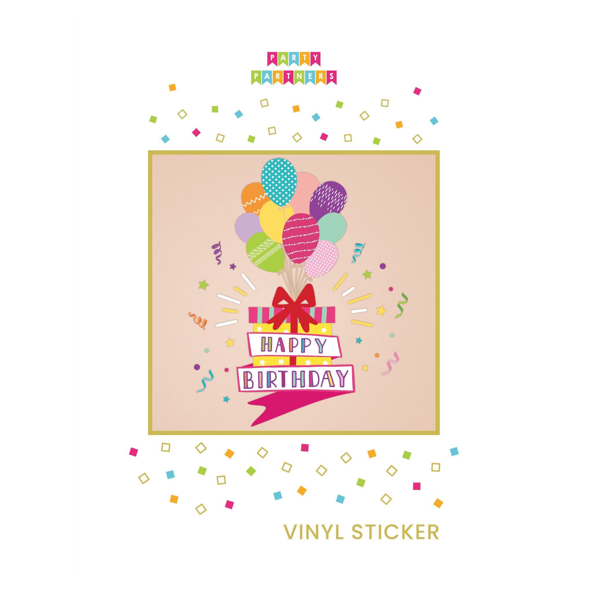 Happy Birthday Balloons Vinyl Sticker